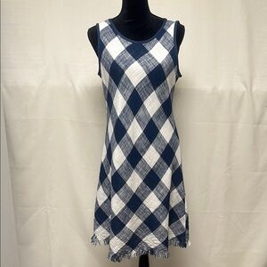 Tribal dress, size 12.  Blue and White Checkered Sleeveless Dress
